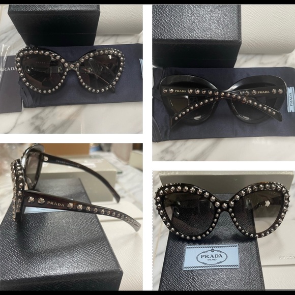 PRADA STUDDED FASHION STATEMENT ARE STUDS AND MORE STUDS ON HAVANA SUNNIES - Picture 12 of 16